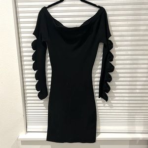 Small, fitted, knit black long sleeve, off the shoulder dress by Alexander Wang